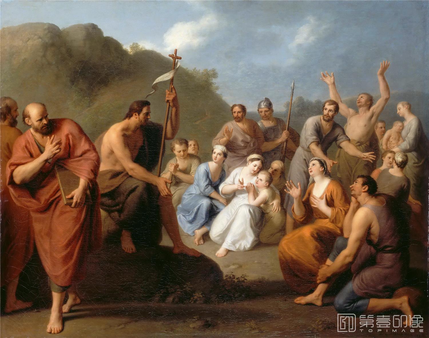 油画-卢浮宫-Henri Antoine de FavanneSaint John the Baptist Preaching-0896